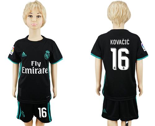 Real Madrid #16 Kovacic Away Kid Soccer Club Jersey